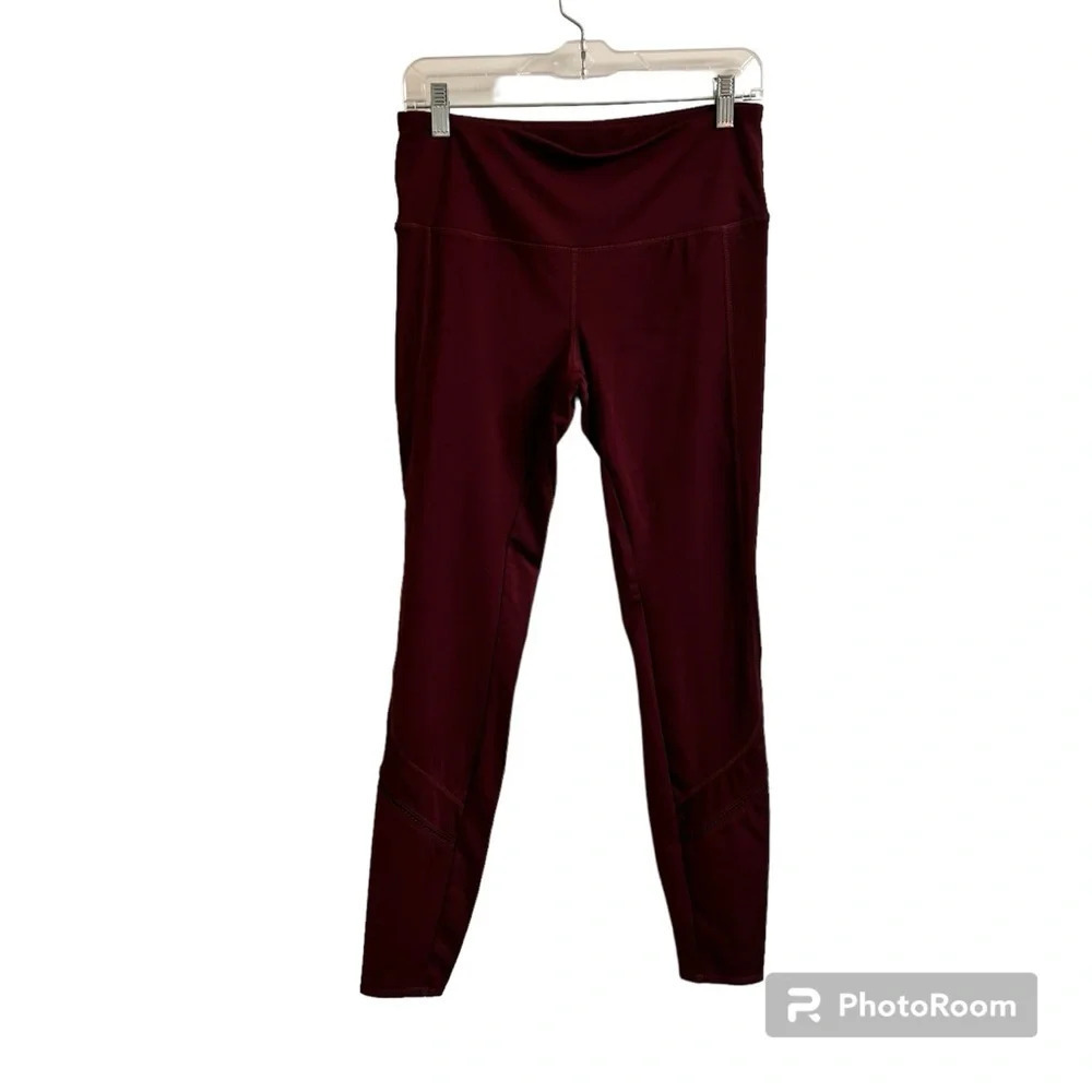 Tangerine Womens Med Brick Red High Waist Tummy Control Rib Trim Active Legging